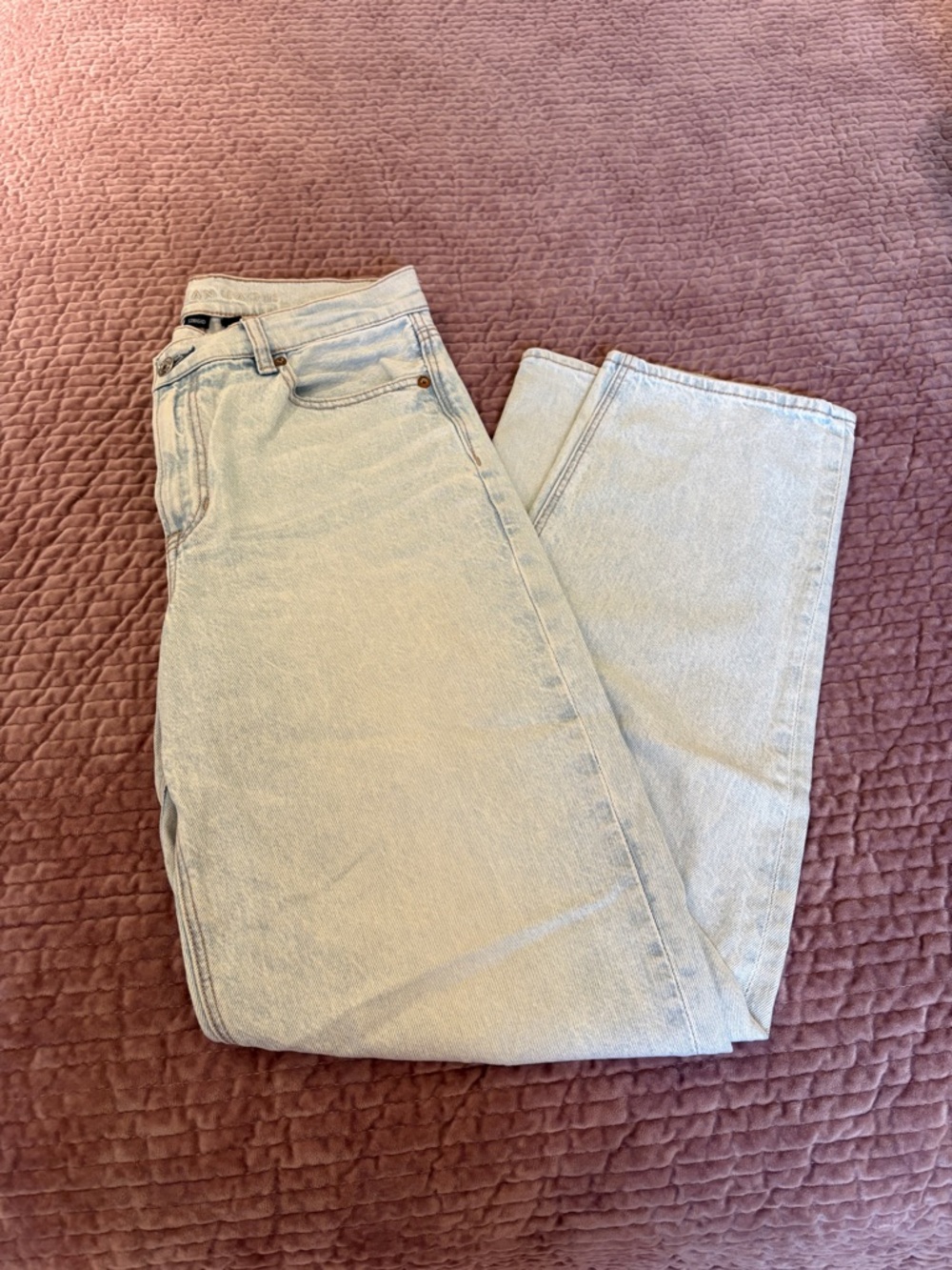American Eagle Outfitters Pale Blue Straight-Leg Jeans